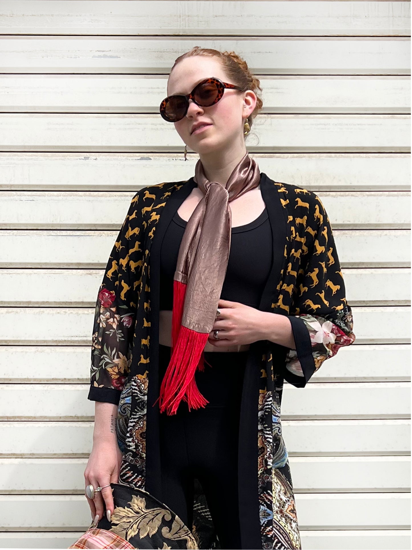 Waterfall Scarf / Pink-Black