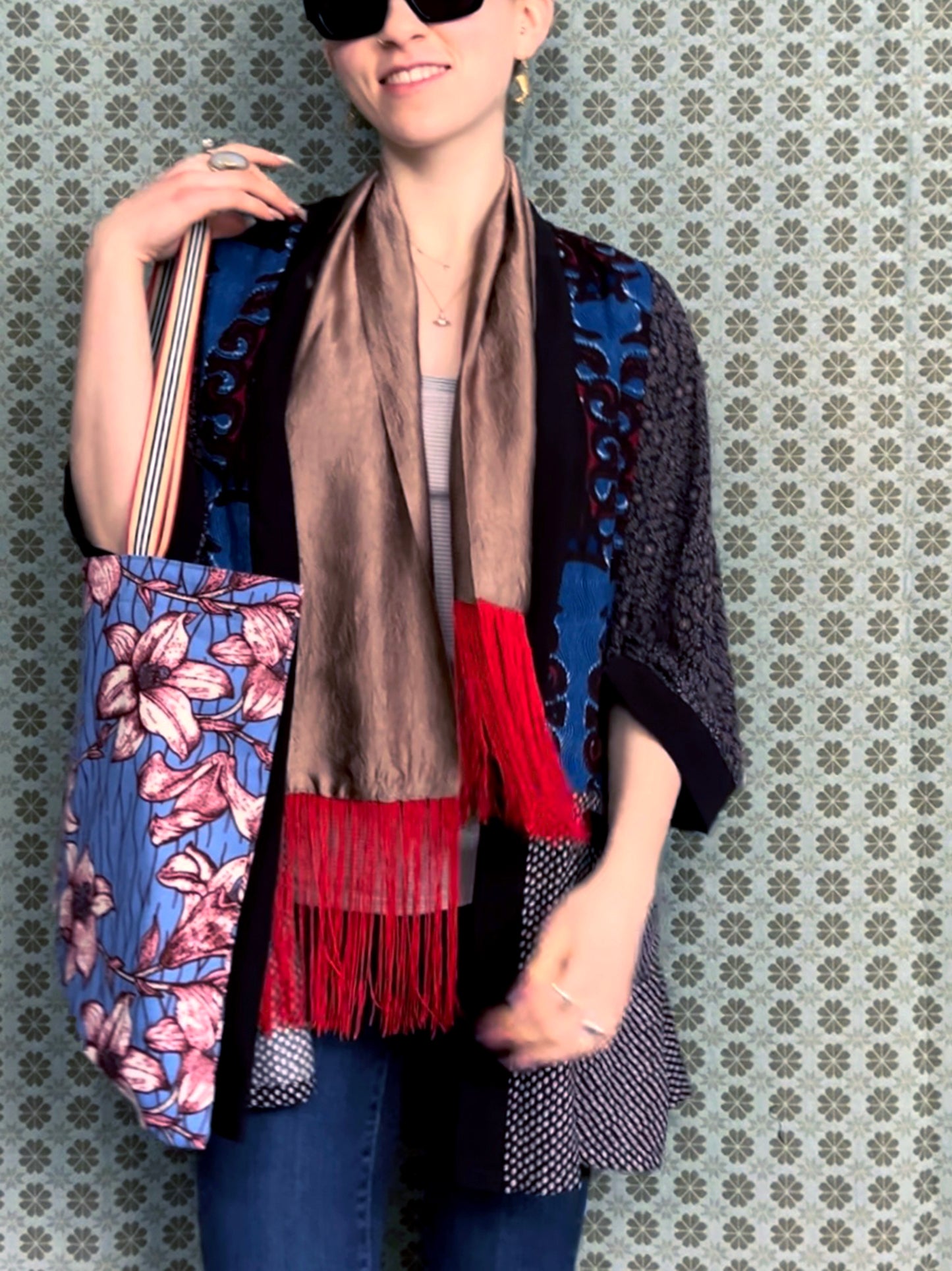 Waterfall Scarf / Blue-Red